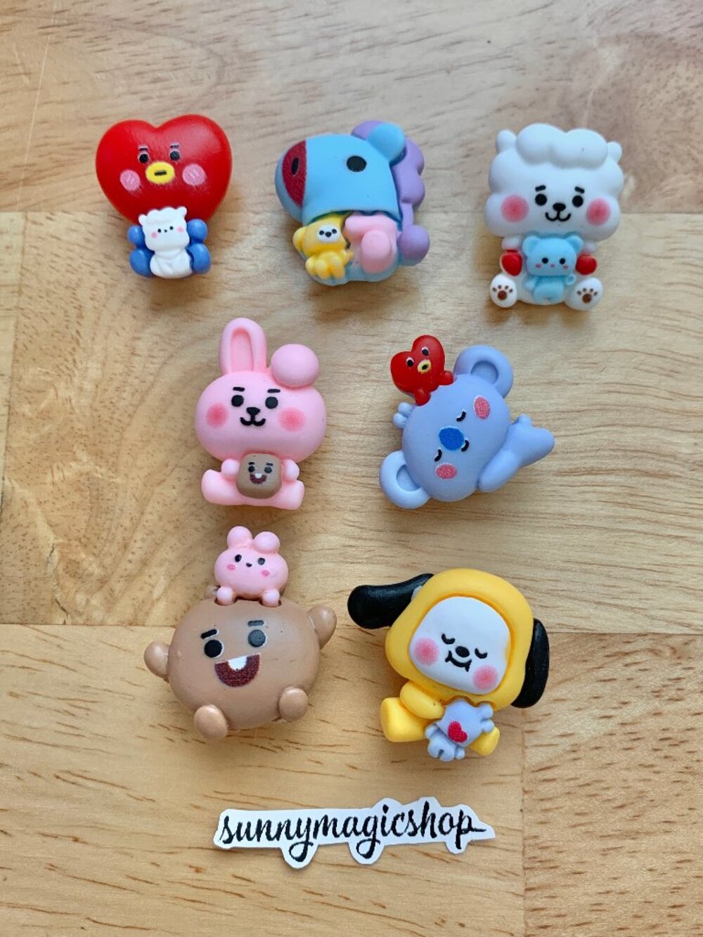 7pcs BT21 BTS Baby Line Friends Resin Shoe Charms Tata Cooky RJ Chimmy Mang C